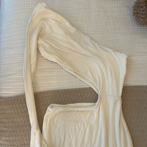 White One-Shoulder Midi Dress with Cutout